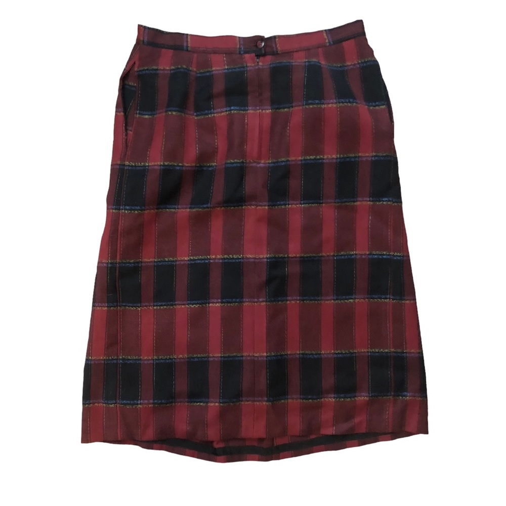100% Wool Red Plaid Skirt Size 12 - academia / Scottish style - woman’s skirt
